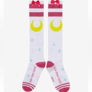 Sailor Moon Crystal Moon‎ Bow Varisty Knee High Socks  Hot Topic